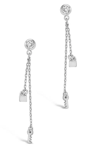 Sterling Forever Lock And Key Chain Drop Earrings