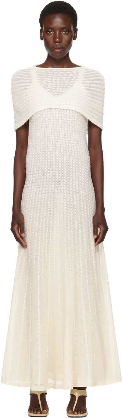 Khaite Thora Pointelle Maxi Sweater Dress With Removable Capelet