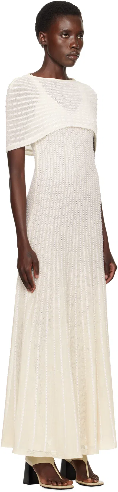 Khaite Thora Pointelle Maxi Sweater Dress With Removable Capelet