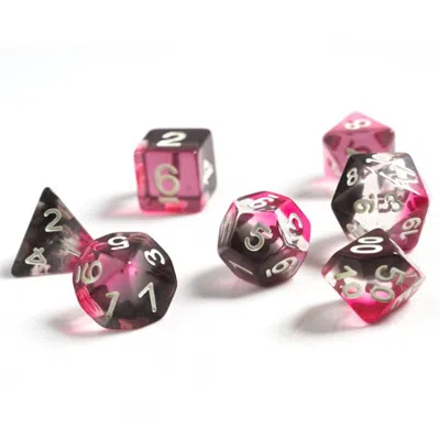 Sirius Dice - Translucent Pink Clear & Black - Set Of 7