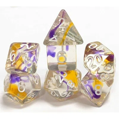 Sirius Dice Nebula Swirl Dice Yellow & Violet - Set Of 7