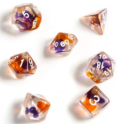 Sirius Dice - Translucent Purple Orange & Clear - Set Of 7