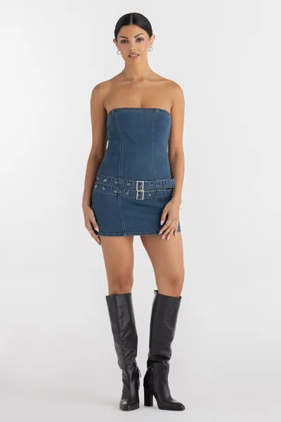 Miss Me Mitsy Belted Dress - M / Med/dark Wash