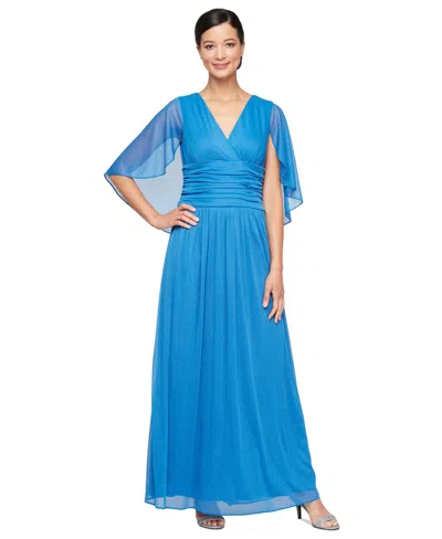 Sl Fashions Shimmer Capelet Gown In Gold