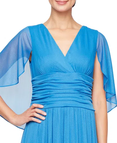 Sl Fashions Shimmer Capelet Gown In Gold