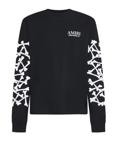 Amiri Cotton Sweatshirt Featuring Bone Print In Black