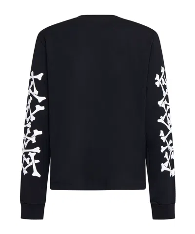 Amiri Cotton Sweatshirt Featuring Bone Print In Black