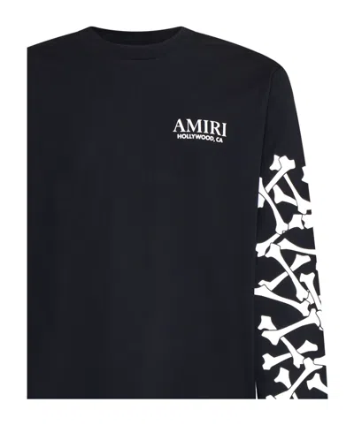 Amiri Cotton Sweatshirt Featuring Bone Print In Black