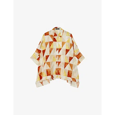 Joseph Womens Sundown Combo Arcole Marble-print Silk Shirt In Multi