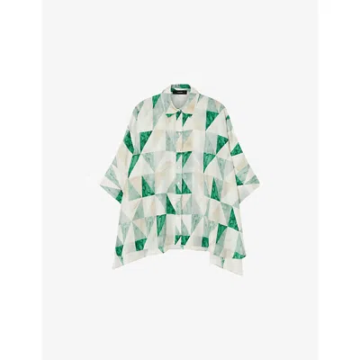 Joseph Womens Lagoon Combo Arcole Marble-print Silk Shirt In Multi