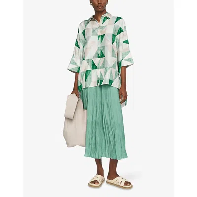 Joseph Womens Lagoon Combo Arcole Marble-print Silk Shirt In Multi