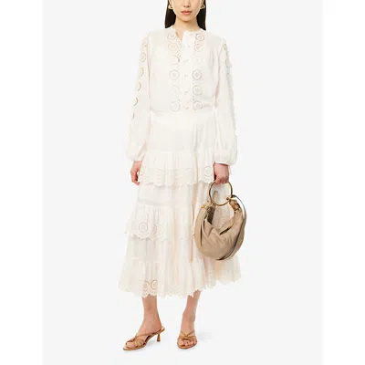Zimmermann Lucky Embroidered Blouse In Ivory In White