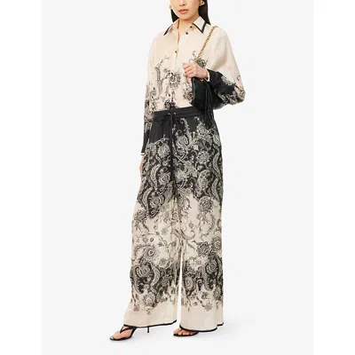 Zimmermann Pantalone Rhiannon In Seta Stampata  Donna