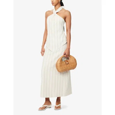 4th & Reckless Womens Beige Stripe Tate Striped Woven Top