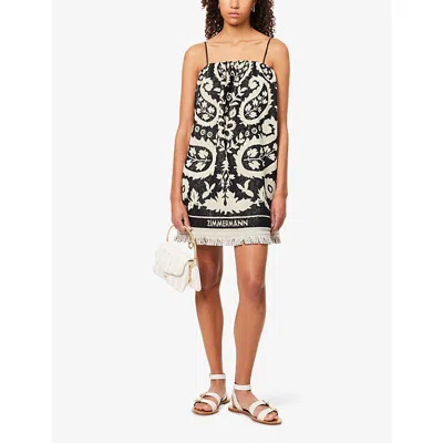 Zimmermann Rhiannon Cotton Toweling Mini Dress In Black
