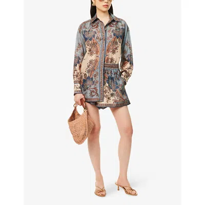 Zimmermann Ascension Silk Manstyle Shirt In Multi