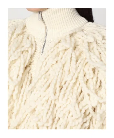 Stella Mccartney Wool Bomber Jacket With Fringes And High Neck