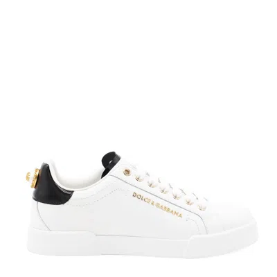 Dolce & Gabbana Dolce&gabbana White And Gold Low Sneakers