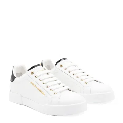 Dolce & Gabbana Dolce&gabbana White And Gold Low Sneakers