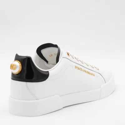 Dolce & Gabbana Dolce&gabbana White And Gold Low Sneakers
