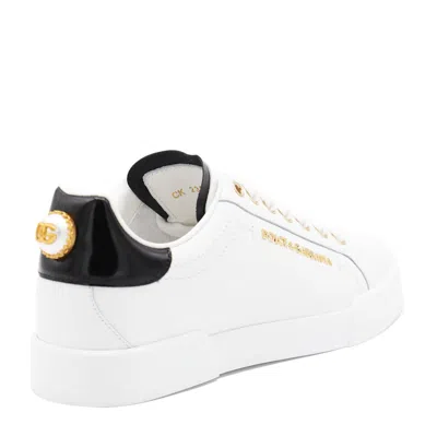 Dolce & Gabbana Dolce&gabbana White And Gold Low Sneakers