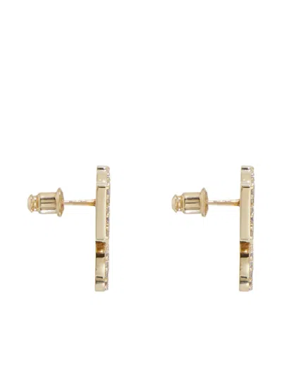 Ferragamo Crystal Embellished Four Gancini Clip On Earrings In Gold