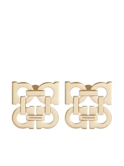 Ferragamo Four Gancini Clip On Earrings In Gold