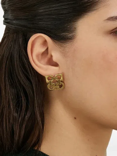 Ferragamo Four Gancini Clip On Earrings In Gold