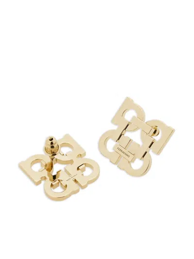 Ferragamo Four Gancini Clip On Earrings In Gold