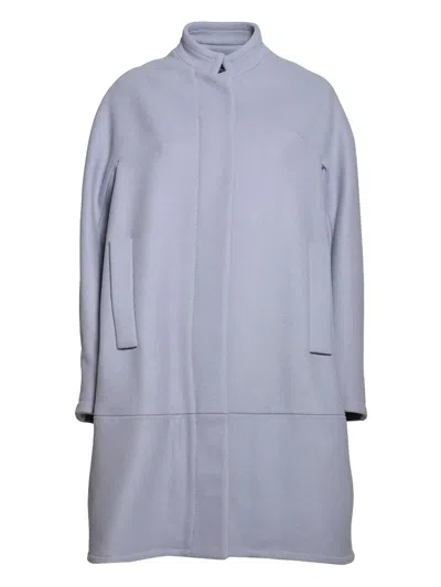 Gianluca Capannolo Short Single-breasted Virgin Wool Blend Coat In Blue