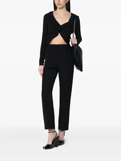 Saint Laurent Silk Ruffled Blouse In Black