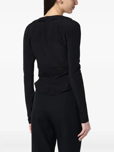 Saint Laurent Silk Ruffled Blouse In Black