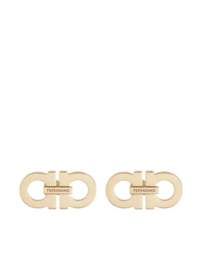 Ferragamo Double Gancini Stud Earrings In Gold