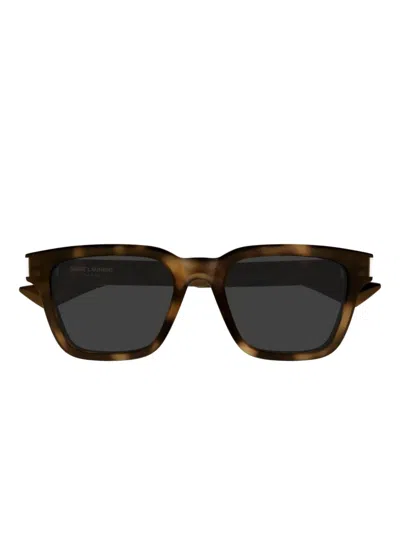 Saint Laurent Sl 789 Jacques Linea Corner Angle 002 Havana Crystal Grey Sunglasses In Brown