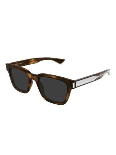Saint Laurent Sl 789 Jacques Linea Corner Angle 002 Havana Crystal Grey Sunglasses In Brown