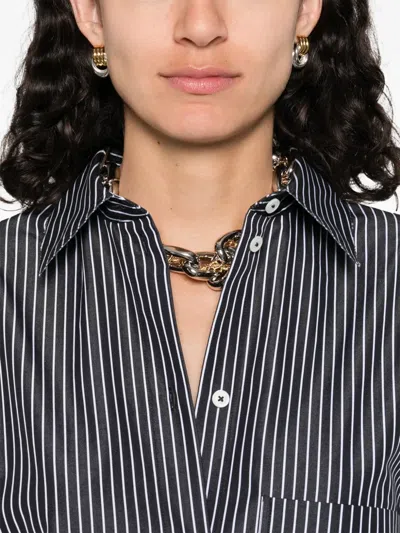 Totême Toteme Women Striped Kimono-sleeve Shirtdress In Gray