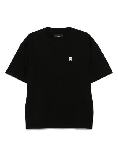 Amiri Black Crewneck T-shirt With Logo Embroidery On The Front In Cotton Man