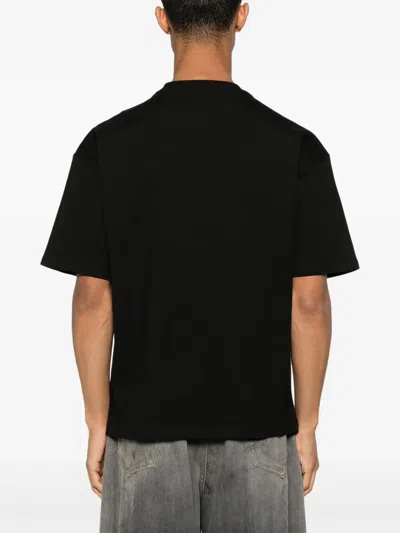 Amiri Black Crewneck T-shirt With Logo Embroidery On The Front In Cotton Man