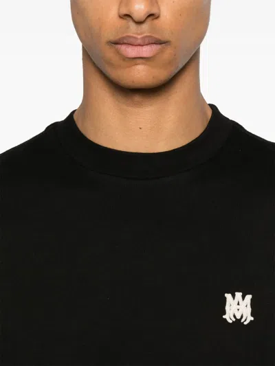 Amiri Black Crewneck T-shirt With Logo Embroidery On The Front In Cotton Man
