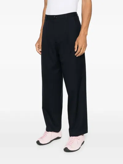 Marni Trousers With Pleated Design And Pockets In Blue