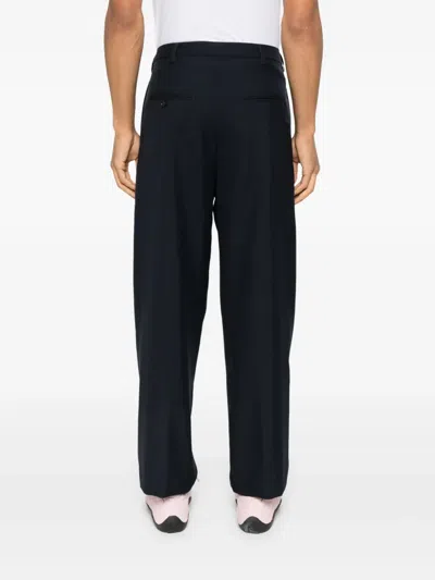 Marni Trousers With Pleated Design And Pockets In Blue