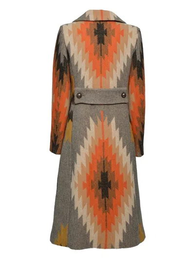 Bazar Deluxe Double Breasted Coat Multicolored Wool Ethnic Pattern