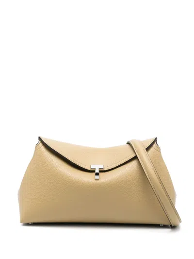Totême T-lock Grained-leather Clutch Desert
