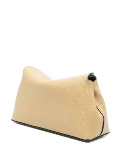 Totême T-lock Grained-leather Clutch Desert