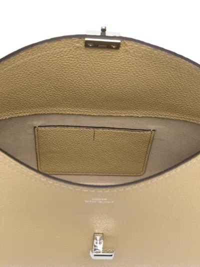 Totême T-lock Grained-leather Clutch Desert