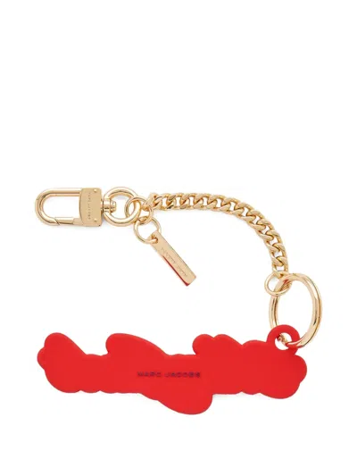 Marc Jacobs Womens The Cursive Logo Bag Charm Bow Pink Multi