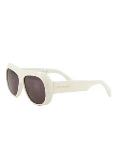 Palm Angels Eyewear Round-frame Sunglasses In White