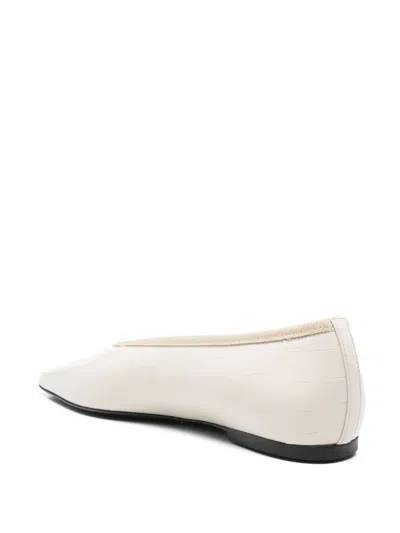 Totême Minimalist Croc-embossed Patent Leather Ballerina Flats