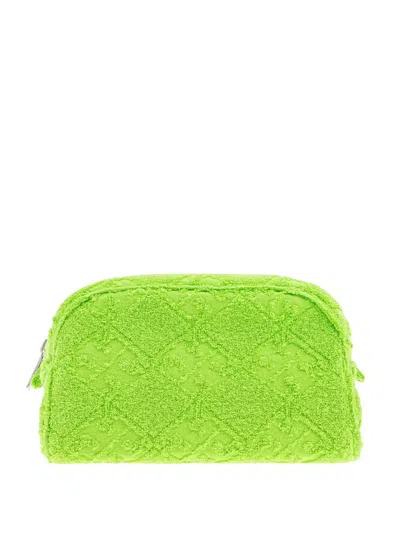 Tory Burch Textured Green Cotton Blend Clutch