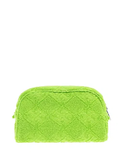 Tory Burch Textured Green Cotton Blend Clutch